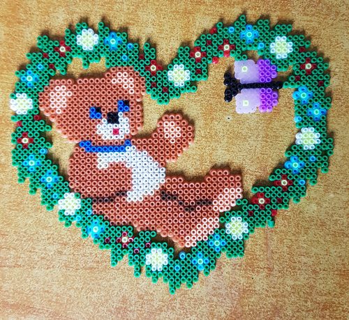 Teddy bear, mini hamabeads.